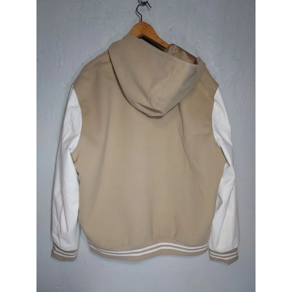 True‎ Religion Mens Hooded Varsity Jacket Bomber Letterman White XL Academia Hip